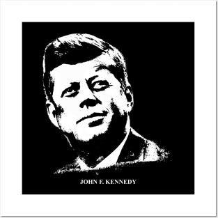 John F. Kennedy Portrait Pop Art Black Posters and Art